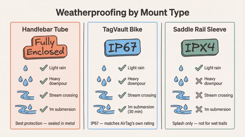 AirTag weatherproofing ratings for different bike mount types