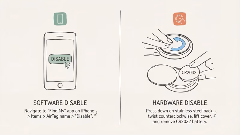 Step-by-step guide to disabling an unknown AirTag via software or battery removal