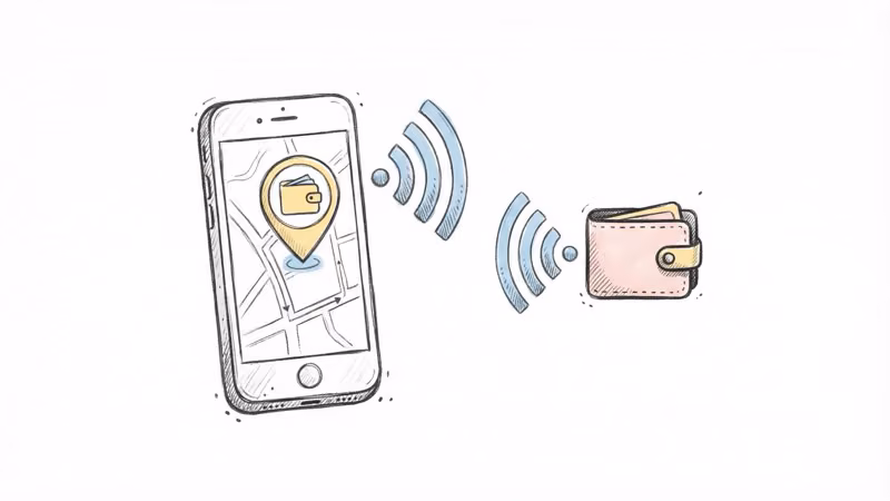 iPhone Precision Finding screen guiding a user to a wallet with AirTag inside