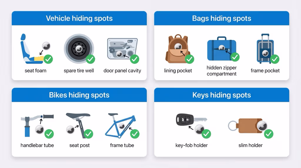 Best AirTag hiding spots for cars, bags, bikes, and high-value items to prevent theft