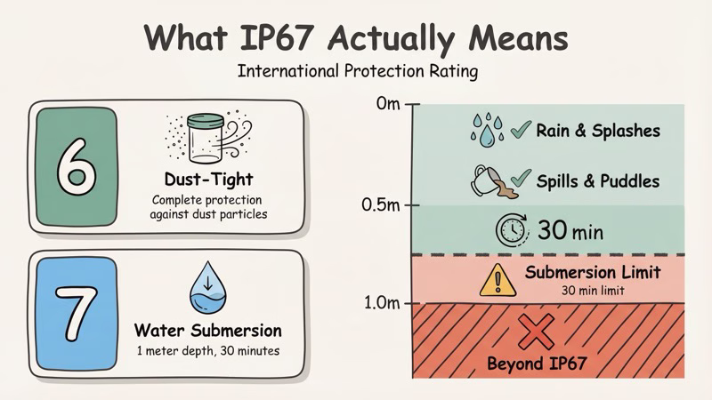 IP67 water resistance rating explained for AirTag with safe and unsafe water depth levels