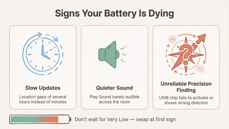 Warning signs that your AirTag battery is dying and needs replacement