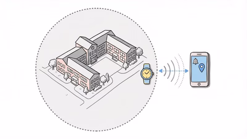 Gabb Watch geofencing setup around a school zone in the MyGabb parent app
