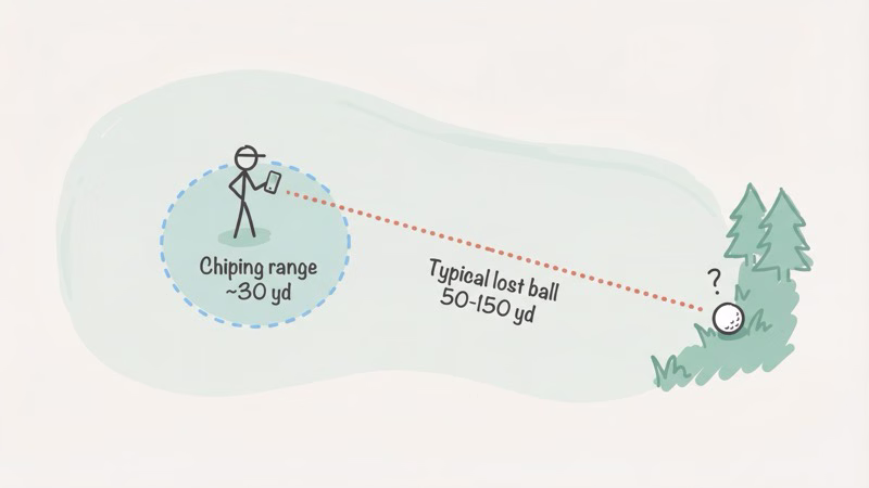 Chiping golf ball Bluetooth tracking range limited to approximately 30 yards
