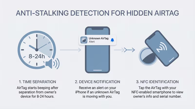 Detection risks and how thieves might find a hidden AirTag in a stolen backpack