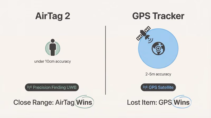 AirTag versus GPS tracker accuracy comparison across close range and remote tracking
