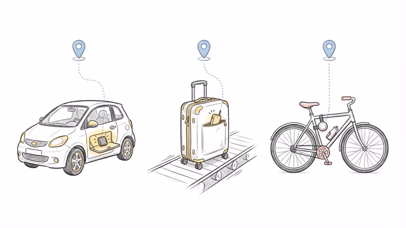 Invoxia GPS tracker hidden inside a car glove compartment for vehicle tracking