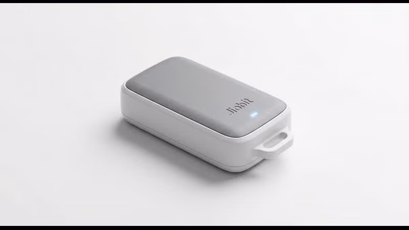 Jiobit Gen 3 device showing compact size and clip attachment