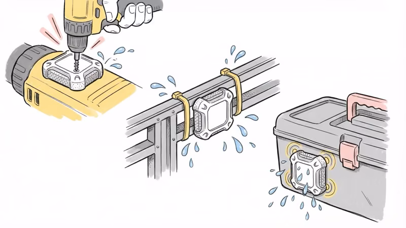 Milwaukee TICK mounted on a power tool with screw-lock attachment for job site durability