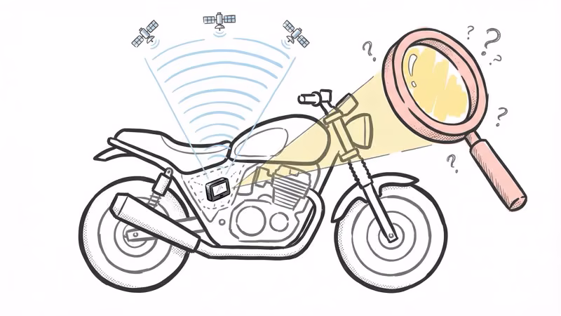 Monimoto GPS tracker concealed inside a motorcycle compartment where thieves cannot find it