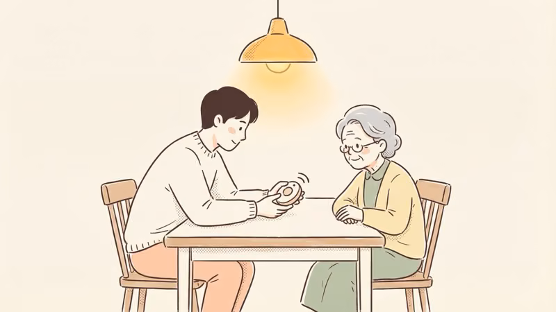 Family members discussing GPS tracking options with an aging parent